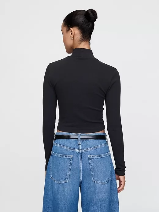 Modern Cropped Mockneck Shirt Modern Cropped Mockneck Shirt