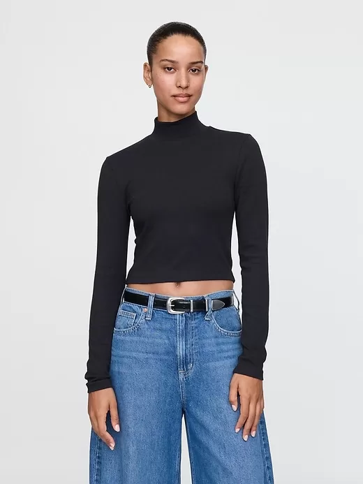 Modern Cropped Mockneck Shirt Modern Cropped Mockneck Shirt
