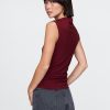 Modern Funnel-Neck Ruched Tank Top