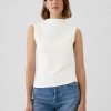Modern Funnel-Neck Ruched Tank Top