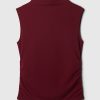 Modern Funnel-Neck Ruched Tank Top