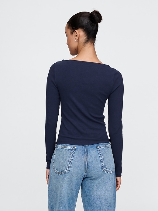 Modern Rib Cropped Boatneck T-Shirt Modern Rib Cropped Boatneck T-Shirt