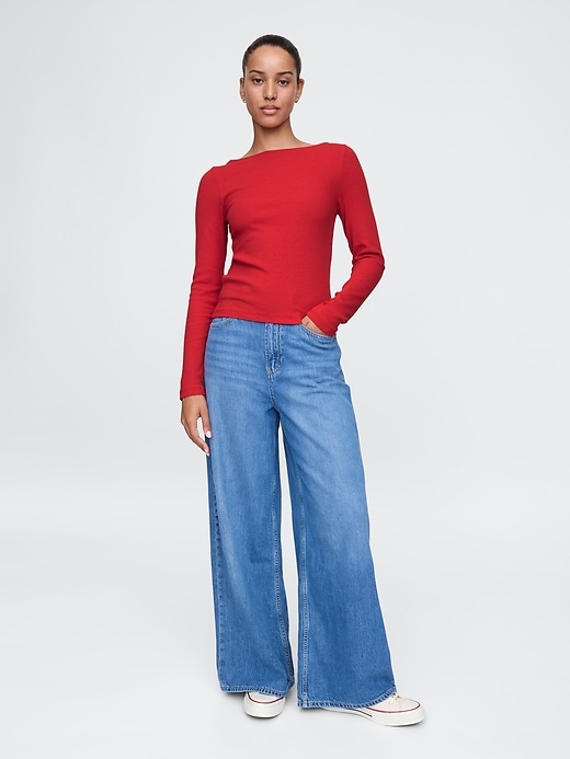 Modern Rib Cropped Boatneck T-Shirt Modern Rib Cropped Boatneck T-Shirt