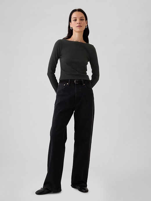 Modern Rib Cropped Boatneck T-Shirt Modern Rib Cropped Boatneck T-Shirt