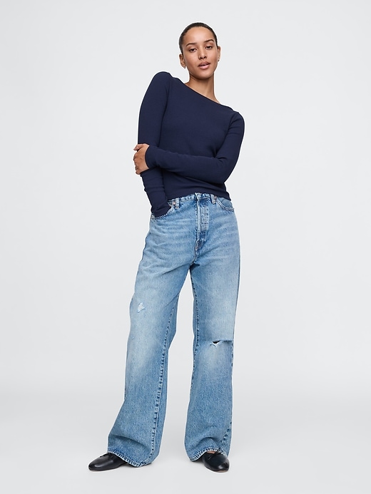 Modern Rib Cropped Boatneck T-Shirt Modern Rib Cropped Boatneck T-Shirt