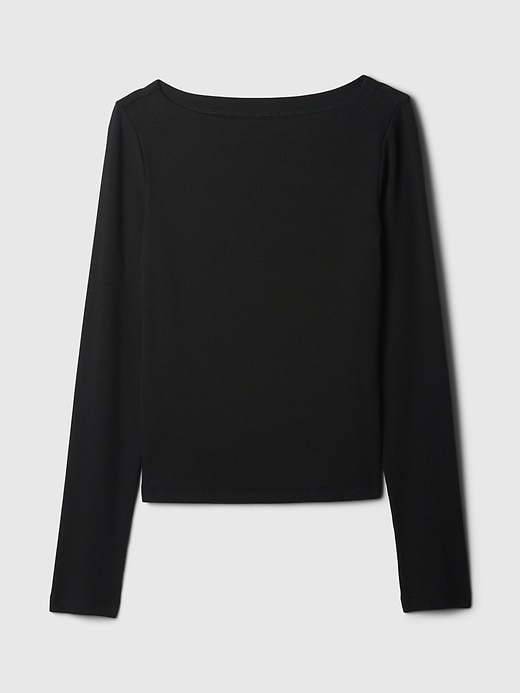 Modern Rib Cropped Boatneck T-Shirt Modern Rib Cropped Boatneck T-Shirt