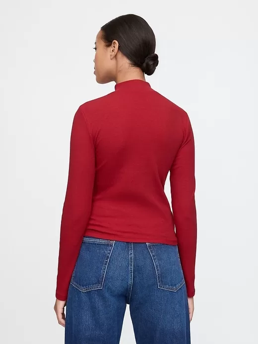 Modern Rib Cropped Mockneck Shirt Modern Rib Cropped Mockneck Shirt