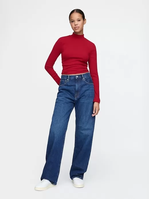 Modern Rib Cropped Mockneck Shirt Modern Rib Cropped Mockneck Shirt