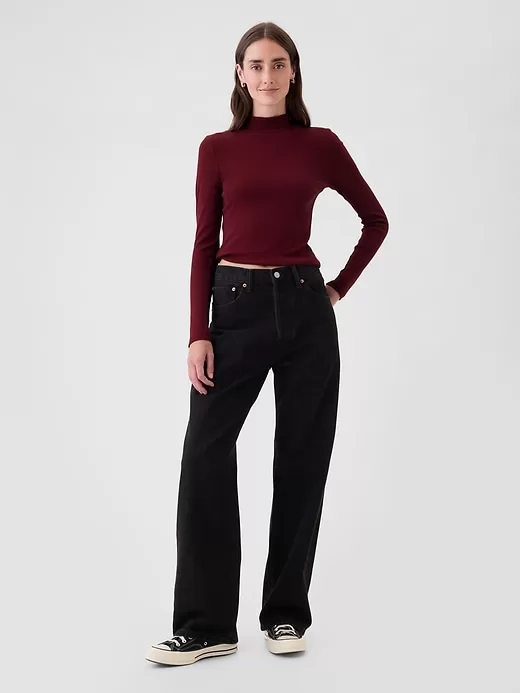 Modern Rib Cropped Mockneck Shirt Modern Rib Cropped Mockneck Shirt