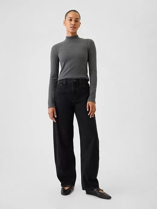 Modern Rib Cropped Mockneck Shirt Modern Rib Cropped Mockneck Shirt
