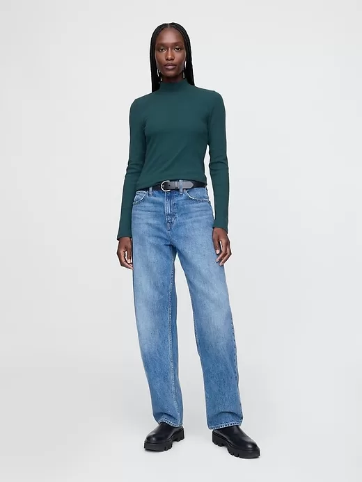 Modern Rib Cropped Mockneck Shirt Modern Rib Cropped Mockneck Shirt