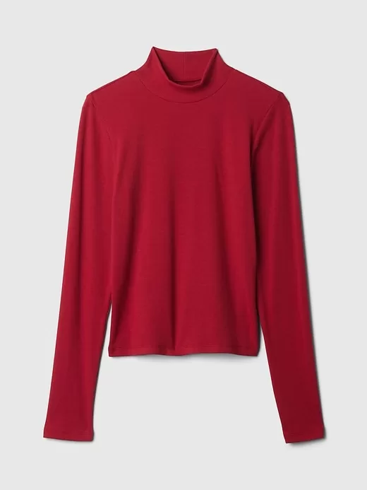 Modern Rib Cropped Mockneck Shirt Modern Rib Cropped Mockneck Shirt