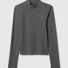 Modern Rib Cropped Mockneck Shirt Modern Rib Cropped Mockneck Shirt