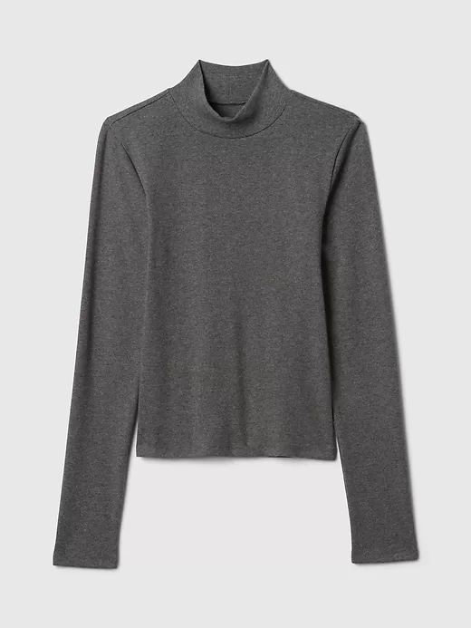 Modern Rib Cropped Mockneck Shirt Modern Rib Cropped Mockneck Shirt