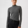 Modern Rib Cropped Mockneck Shirt Modern Rib Cropped Mockneck Shirt