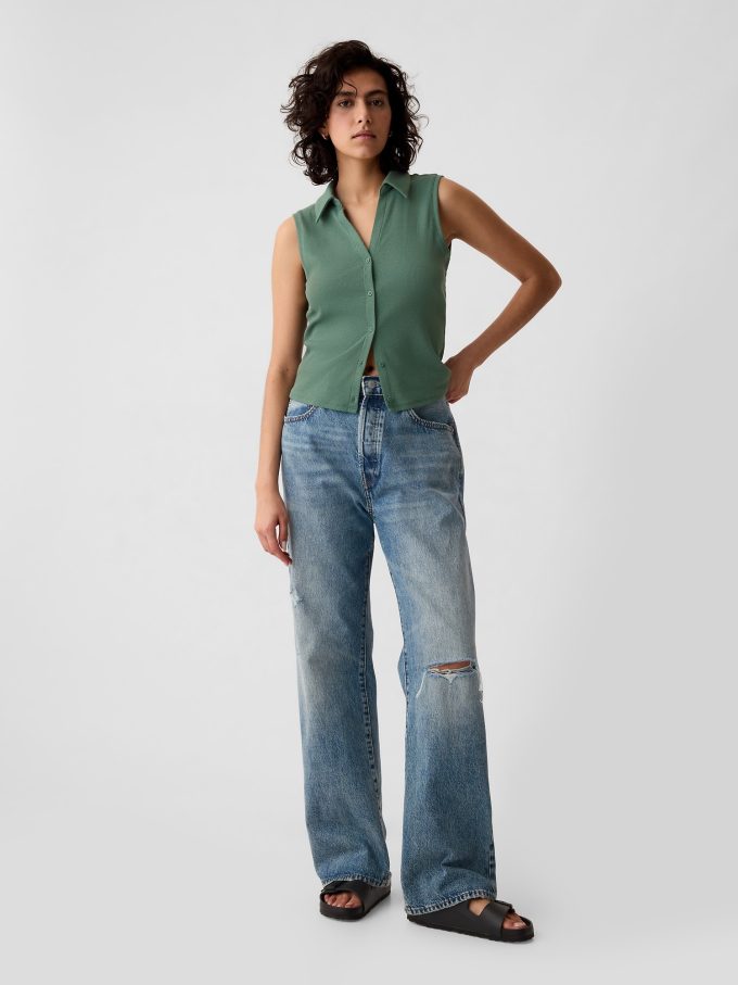 Modern Rib Cropped Polo Shirt