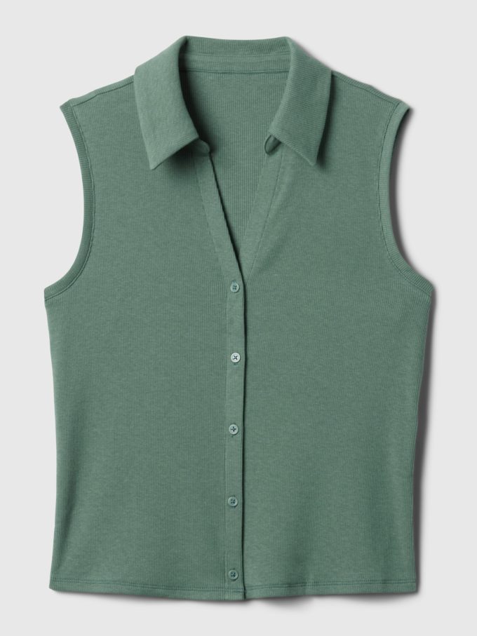 Modern Rib Cropped Polo Shirt