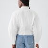 Organic Cotton Poplin Barrel Sleeve Cropped Shirt