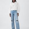 Organic Cotton Poplin Barrel Sleeve Cropped Shirt