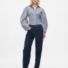 Organic Cotton Poplin Barrel Sleeve Cropped Shirt