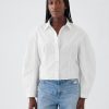 Organic Cotton Poplin Barrel Sleeve Cropped Shirt