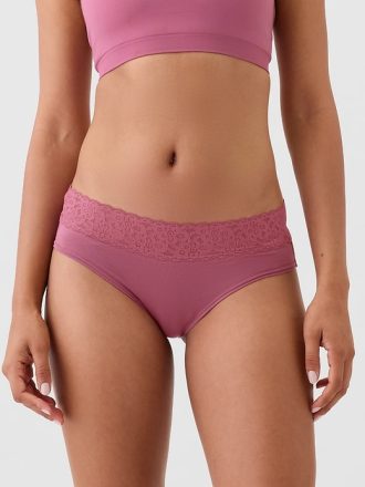 Organic Stretch Cotton Lace-Trim Hipster