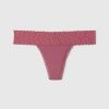 Organic Stretch Cotton Lace-Trim Thong