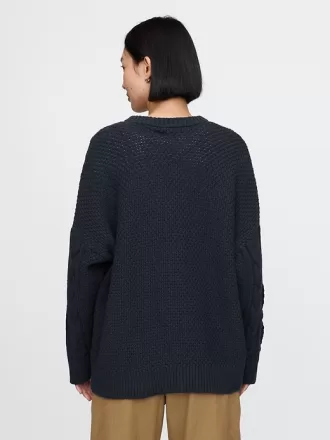 Oversized Mixed Cable-Knit Sweater