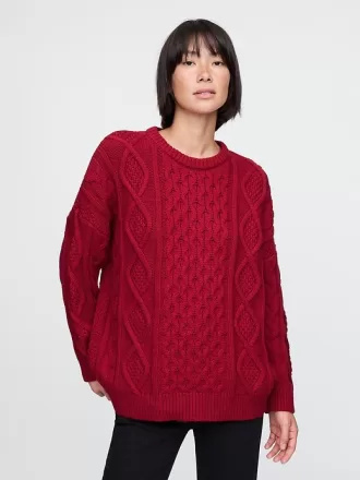 Oversized Mixed Cable-Knit Sweater