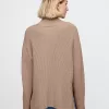 Oversized Split-Hem Mockneck Sweater