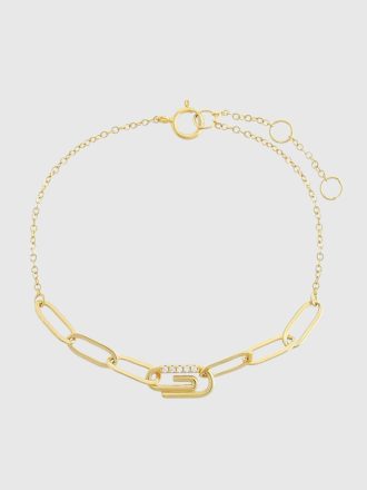 Pave Safety Pin Paperclip Bracelet