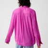 Pleated Satin Boyfriend Shirt