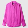 Pleated Satin Boyfriend Shirt