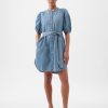 Puff Sleeve Denim Mini Dress