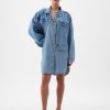 Puff Sleeve Denim Mini Dress