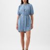 Puff Sleeve Denim Mini Dress