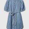 Puff Sleeve Denim Mini Dress
