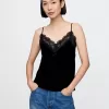 Recycled Velvet Lace-Trim Cami