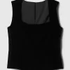 Recycled Velvet Square-Neck Cropped Top