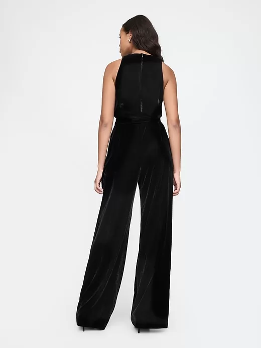 Recycled Velvet V-Neck Jumpsuit Recycled Velvet V-Neck Jumpsuit