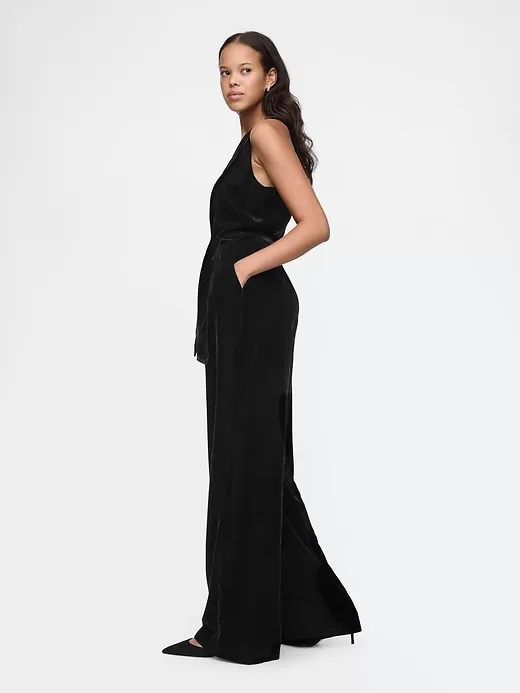 Recycled Velvet V-Neck Jumpsuit Recycled Velvet V-Neck Jumpsuit