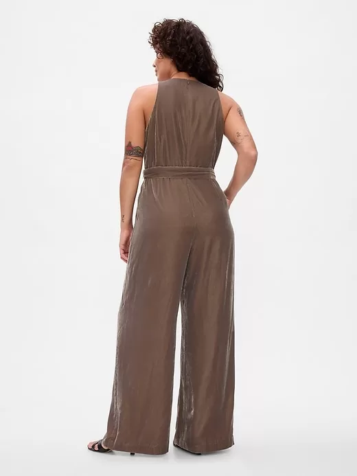 Recycled Velvet V-Neck Jumpsuit Recycled Velvet V-Neck Jumpsuit