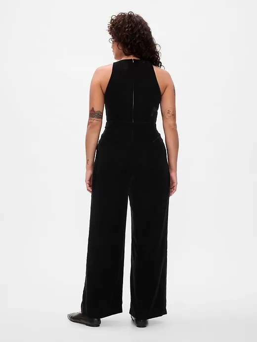 Recycled Velvet V-Neck Jumpsuit Recycled Velvet V-Neck Jumpsuit