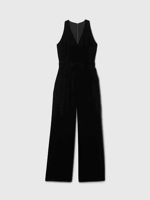 Recycled Velvet V-Neck Jumpsuit Recycled Velvet V-Neck Jumpsuit