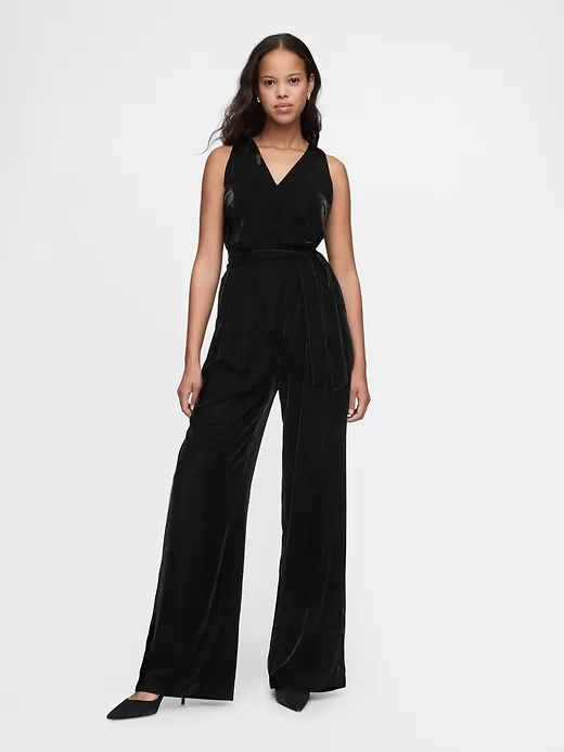 Recycled Velvet V-Neck Jumpsuit Recycled Velvet V-Neck Jumpsuit