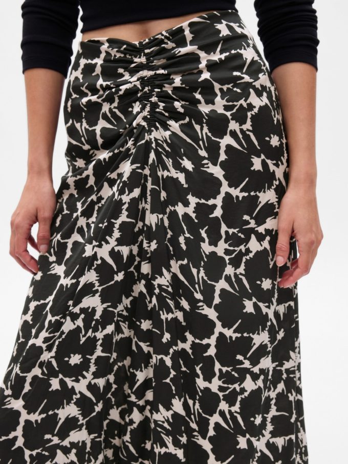 Ruched Floral Midi Skirt