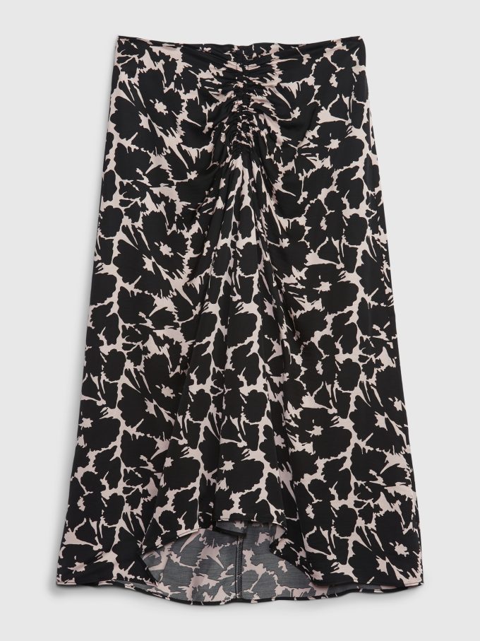 Ruched Floral Midi Skirt