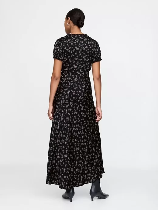Satin Lace-Trim Floral Maxi Dress Satin Lace-Trim Floral Maxi Dress