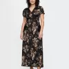 Satin Lace-Trim Floral Maxi Dress
