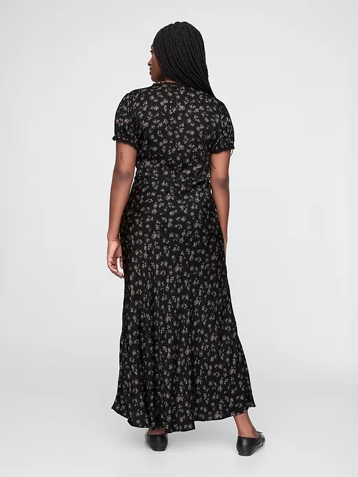 Satin Lace-Trim Floral Maxi Dress Satin Lace-Trim Floral Maxi Dress